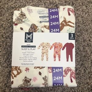 Member's Mark Baby Organic Cotton Pajama Set - 3 Pack, Cream and Brown